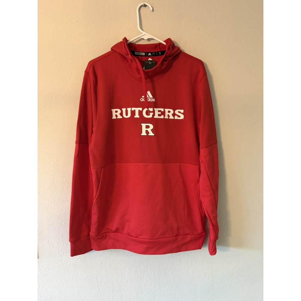 RUTGERS UNIVERSITY SCARLET KNIGHTS "ADIDAS" MENS HOODED SWEATSHIRT Large NWT RED